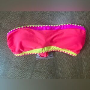 Popvil pink and orange strapless bandeau style bikini top women’s size Small